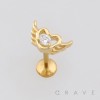 BEZEL CZ HEART AND ANGEL WING 316L SURGICAL STEEL THREADLESS PUSH-PIN LABRET SET
